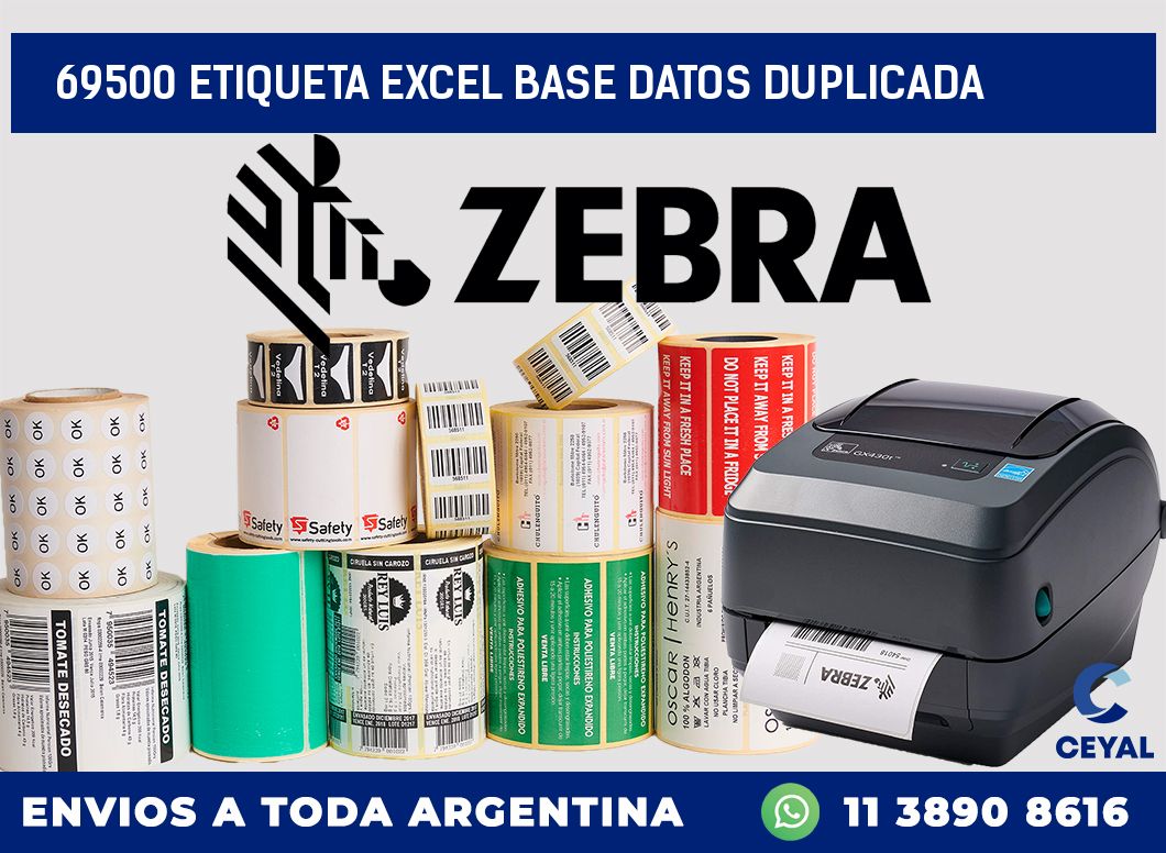 69500 etiqueta excel base datos duplicada