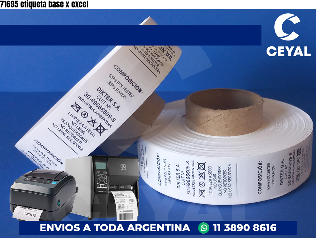 71695 etiqueta base x excel