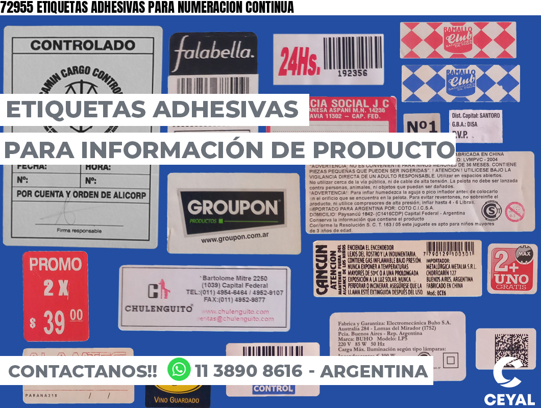 72955 ETIQUETAS ADHESIVAS PARA NUMERACION CONTINUA