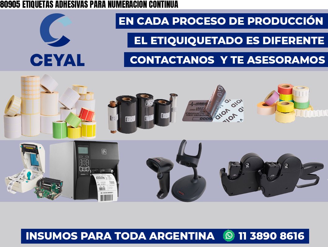 80905 ETIQUETAS ADHESIVAS PARA NUMERACION CONTINUA
