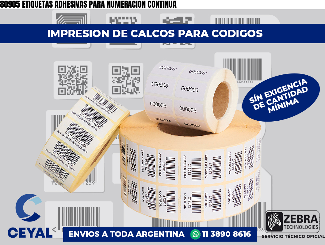 80905 ETIQUETAS ADHESIVAS PARA NUMERACION CONTINUA
