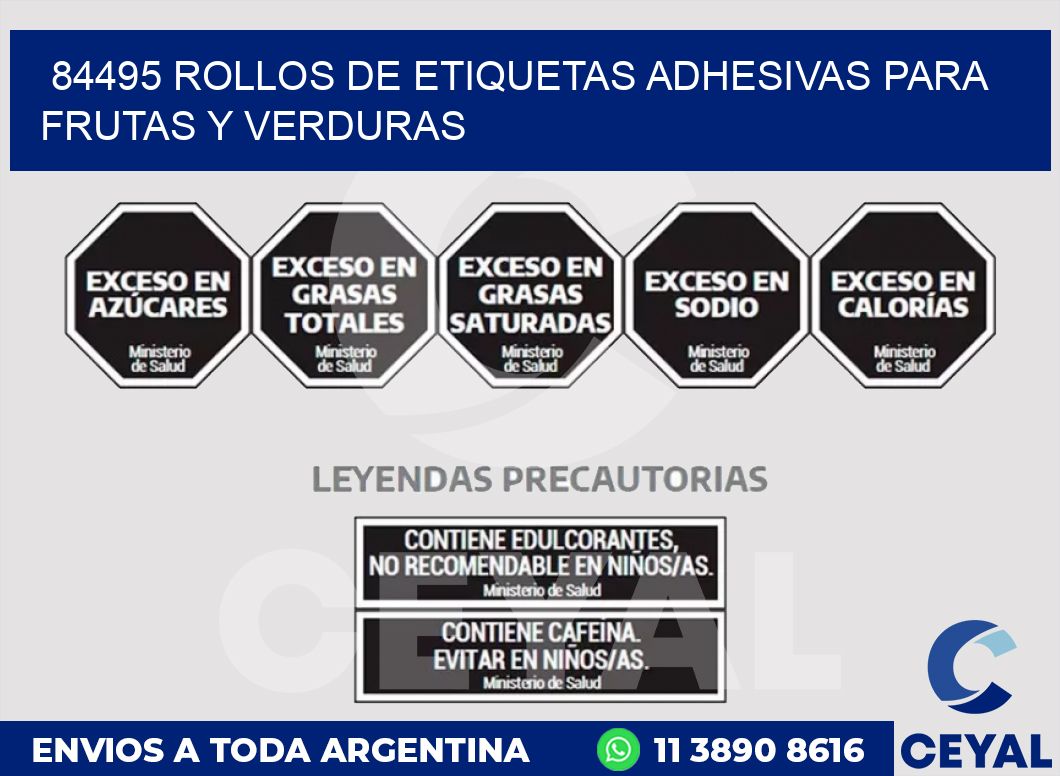84495 ROLLOS DE ETIQUETAS ADHESIVAS PARA FRUTAS Y VERDURAS
