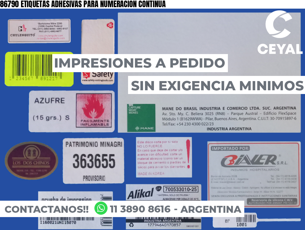 86790 ETIQUETAS ADHESIVAS PARA NUMERACION CONTINUA