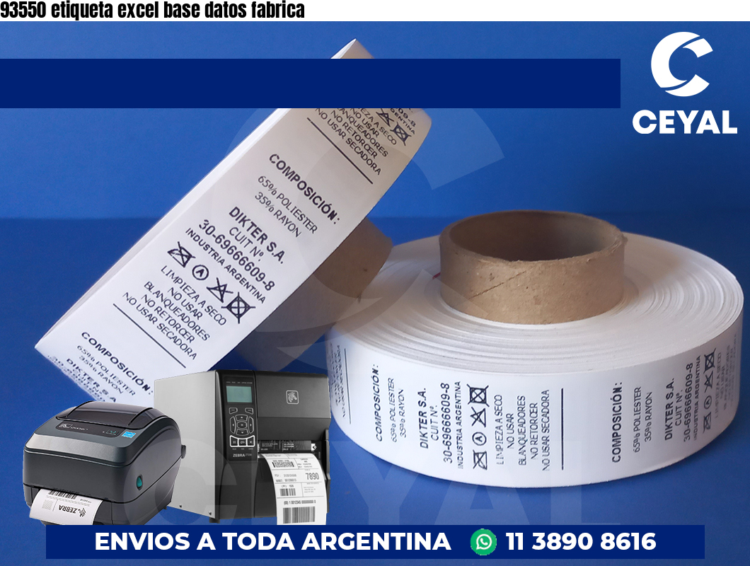 93550 etiqueta excel base datos fabrica