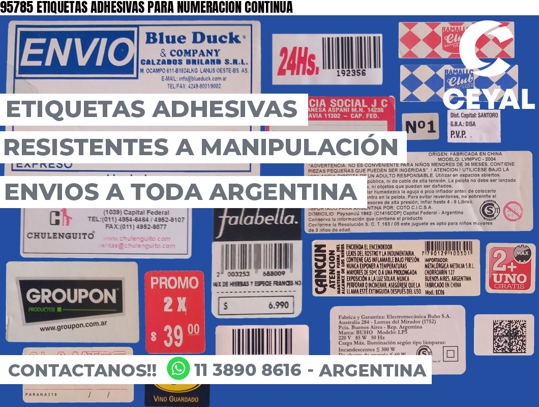 95785 ETIQUETAS ADHESIVAS PARA NUMERACION CONTINUA