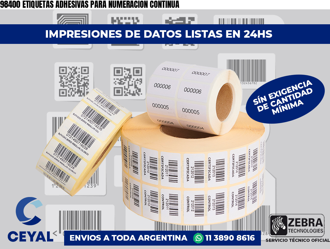98400 ETIQUETAS ADHESIVAS PARA NUMERACION CONTINUA