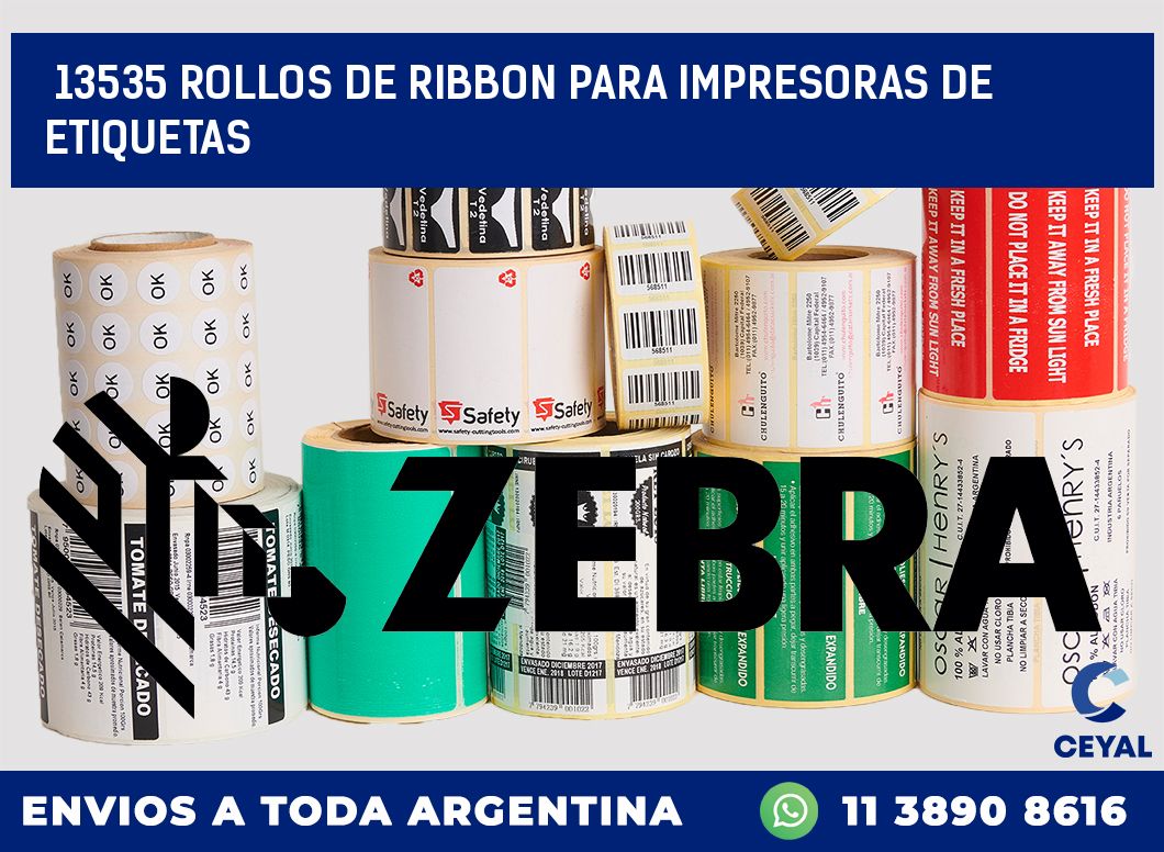 13535 ROLLOS DE RIBBON PARA IMPRESORAS DE ETIQUETAS