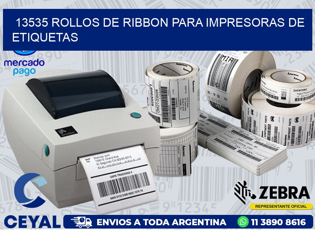 13535 ROLLOS DE RIBBON PARA IMPRESORAS DE ETIQUETAS