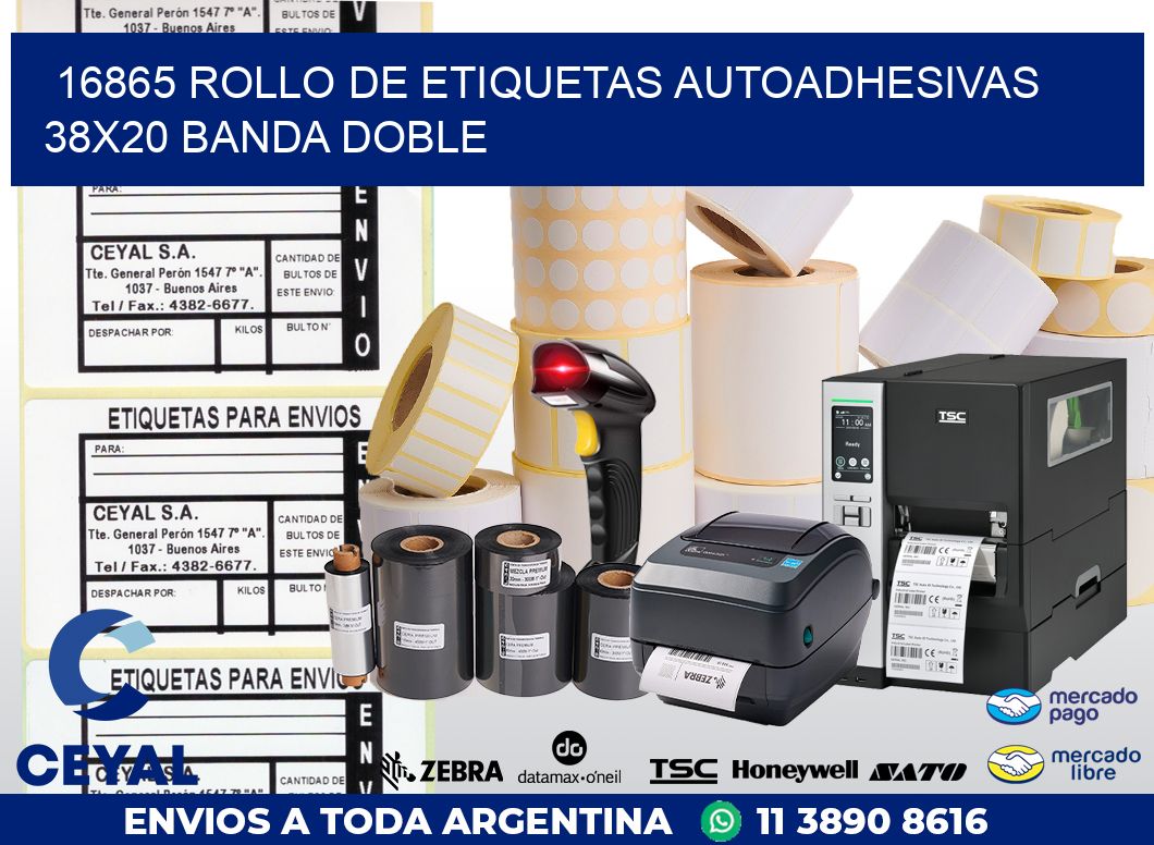 16865 ROLLO DE ETIQUETAS AUTOADHESIVAS 38X20 BANDA DOBLE