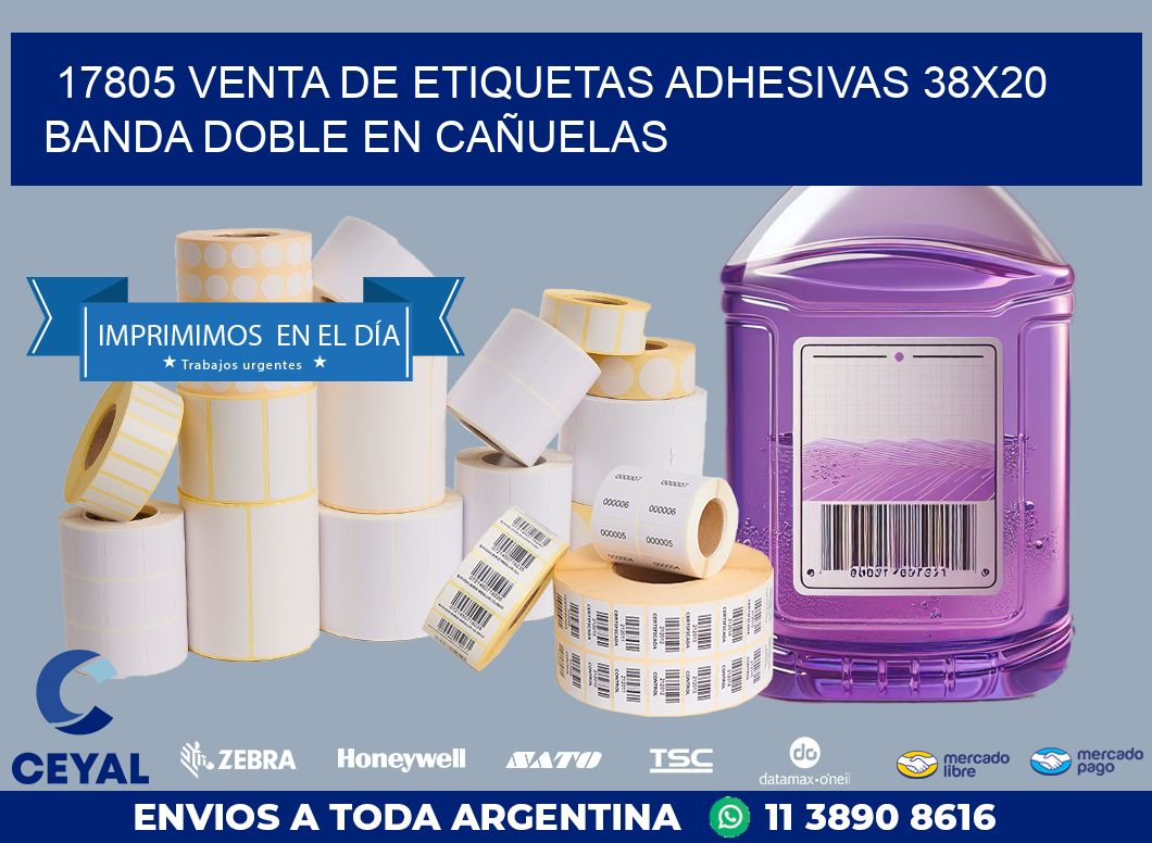 17805 VENTA DE ETIQUETAS ADHESIVAS 38X20 BANDA DOBLE EN CAÑUELAS