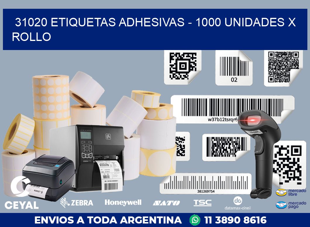31020 ETIQUETAS ADHESIVAS - 1000 UNIDADES X ROLLO