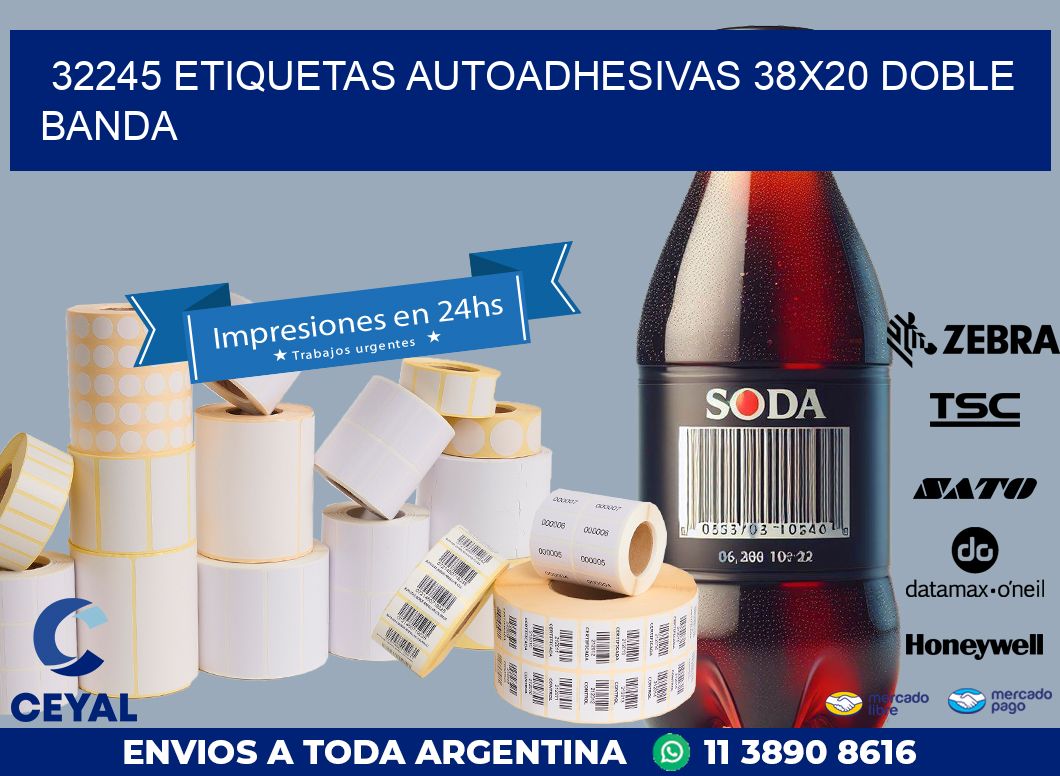 32245 ETIQUETAS AUTOADHESIVAS 38X20 DOBLE BANDA