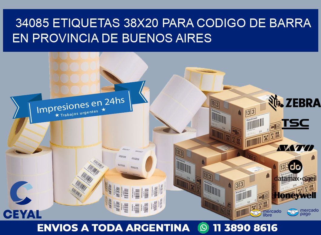 34085 ETIQUETAS 38X20 PARA CODIGO DE BARRA EN PROVINCIA DE BUENOS AIRES