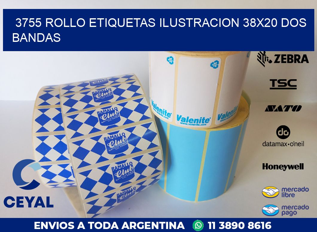 3755 ROLLO ETIQUETAS ILUSTRACION 38X20 DOS BANDAS