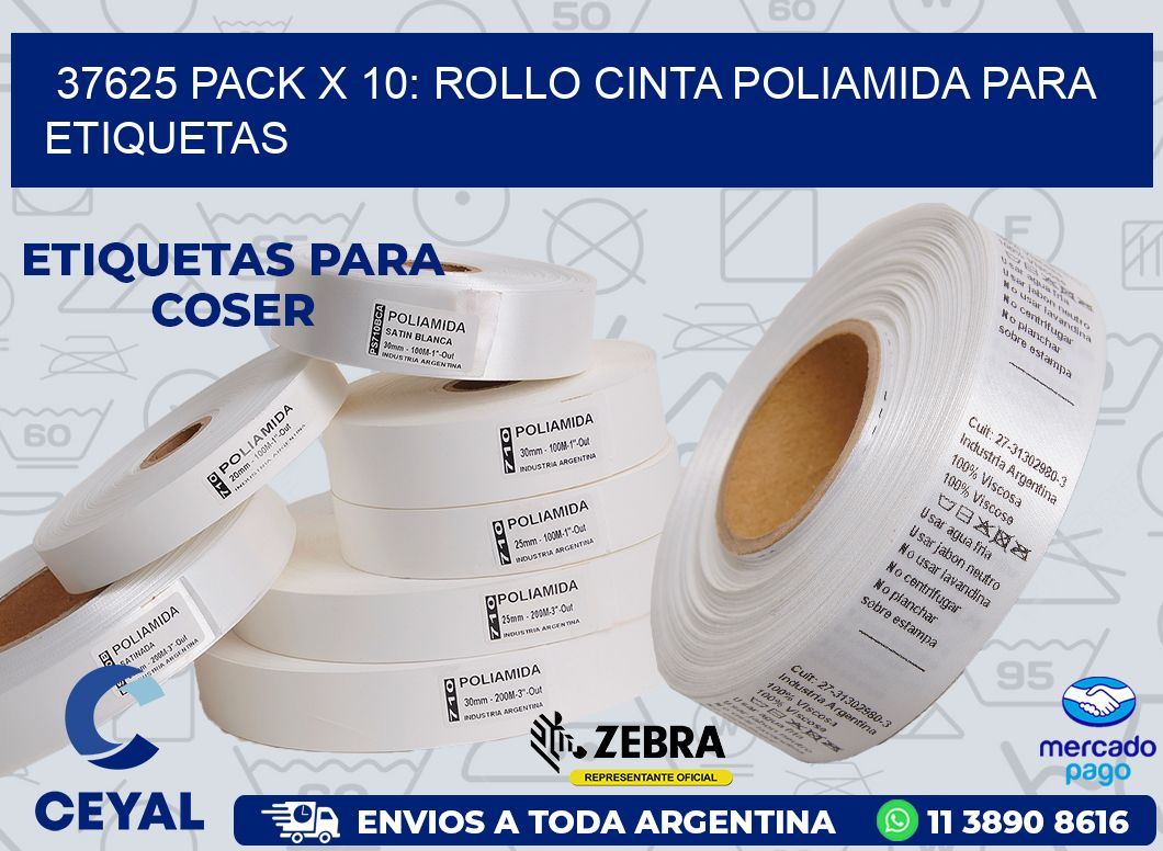 37625 PACK X 10: ROLLO CINTA POLIAMIDA PARA ETIQUETAS