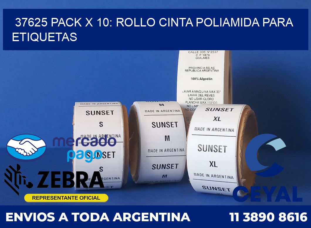 37625 PACK X 10: ROLLO CINTA POLIAMIDA PARA ETIQUETAS