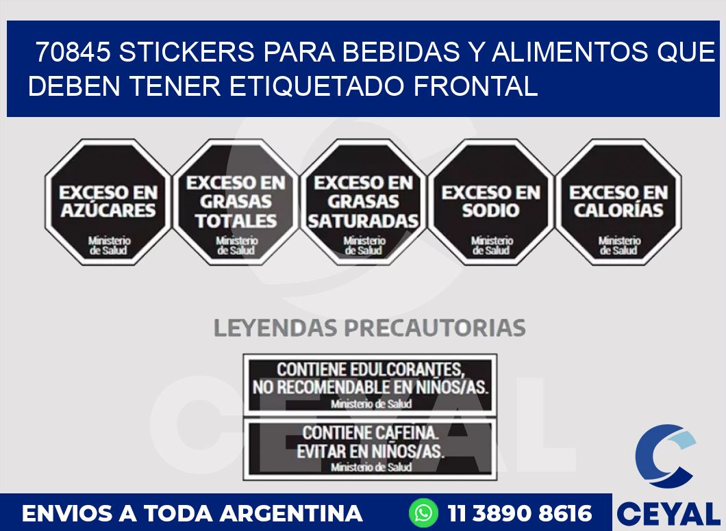 70845 STICKERS PARA BEBIDAS Y ALIMENTOS QUE DEBEN TENER ETIQUETADO FRONTAL