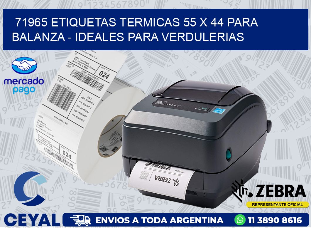 71965 ETIQUETAS TERMICAS 55 X 44 PARA BALANZA - IDEALES PARA VERDULERIAS