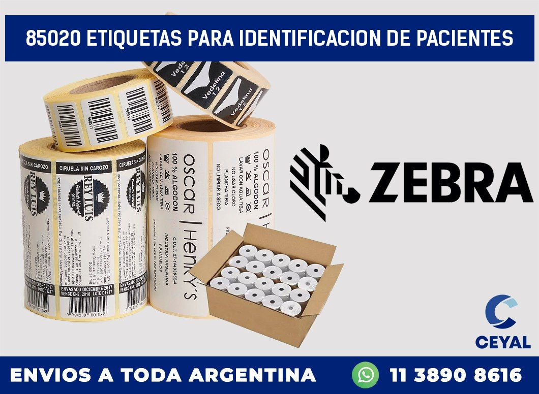 85020 ETIQUETAS PARA IDENTIFICACION DE PACIENTES