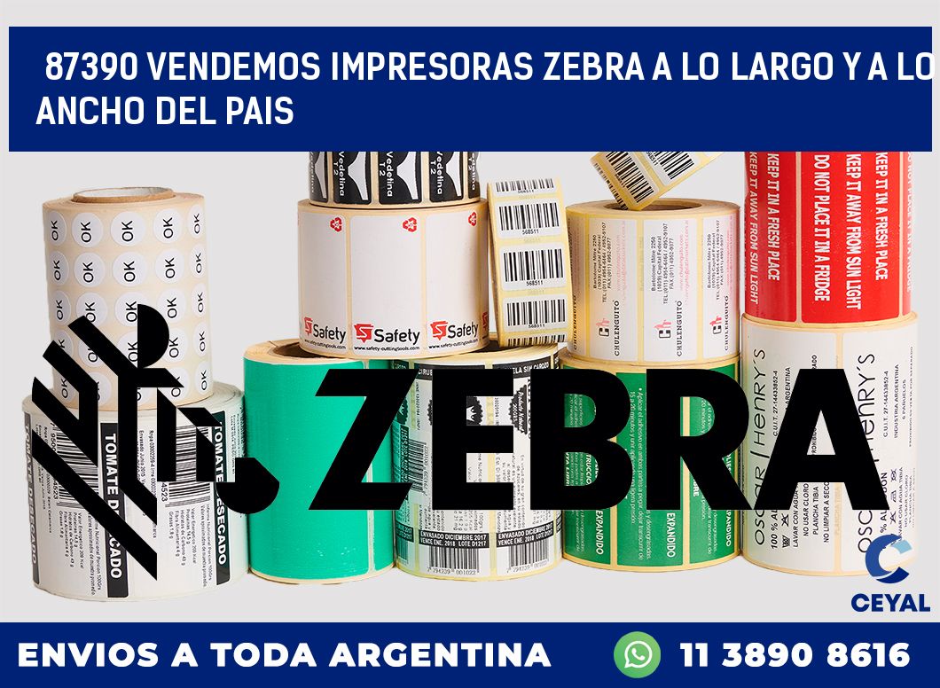 87390 VENDEMOS IMPRESORAS ZEBRA A LO LARGO Y A LO ANCHO DEL PAIS