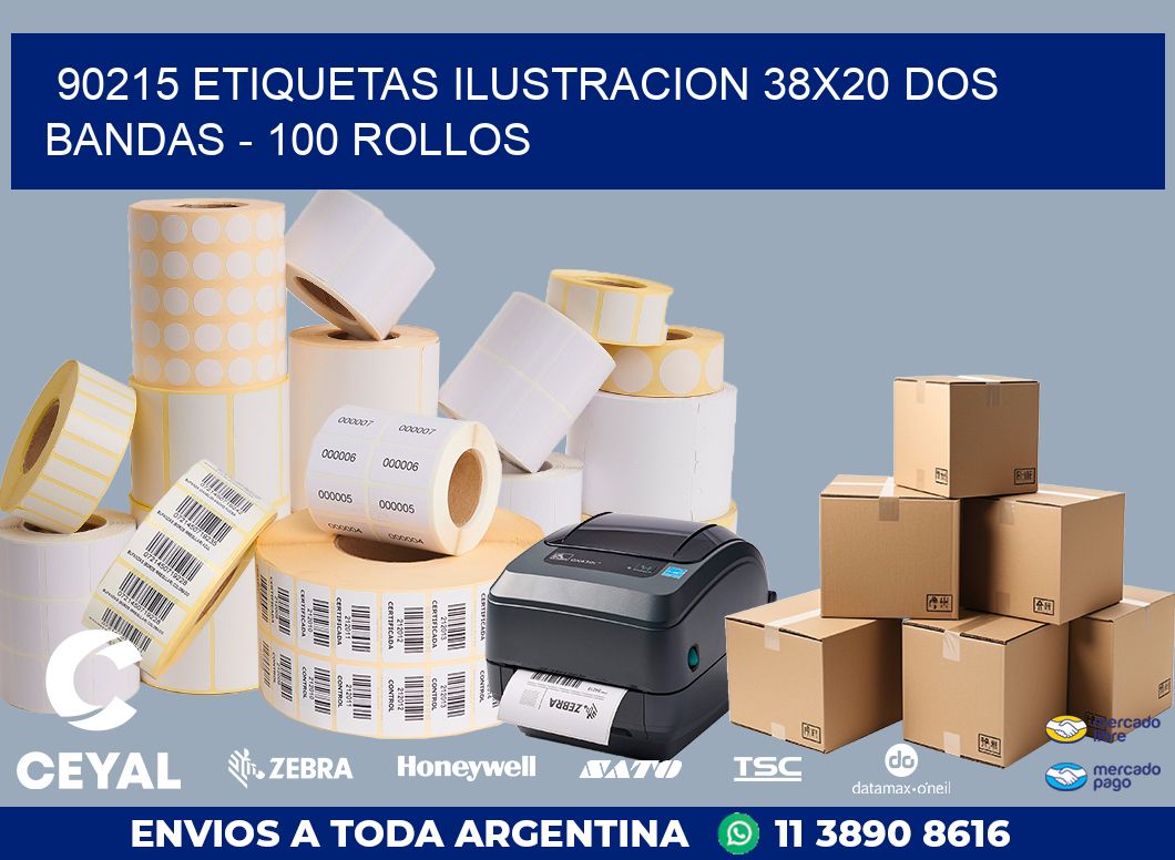 90215 ETIQUETAS ILUSTRACION 38X20 DOS BANDAS - 100 ROLLOS
