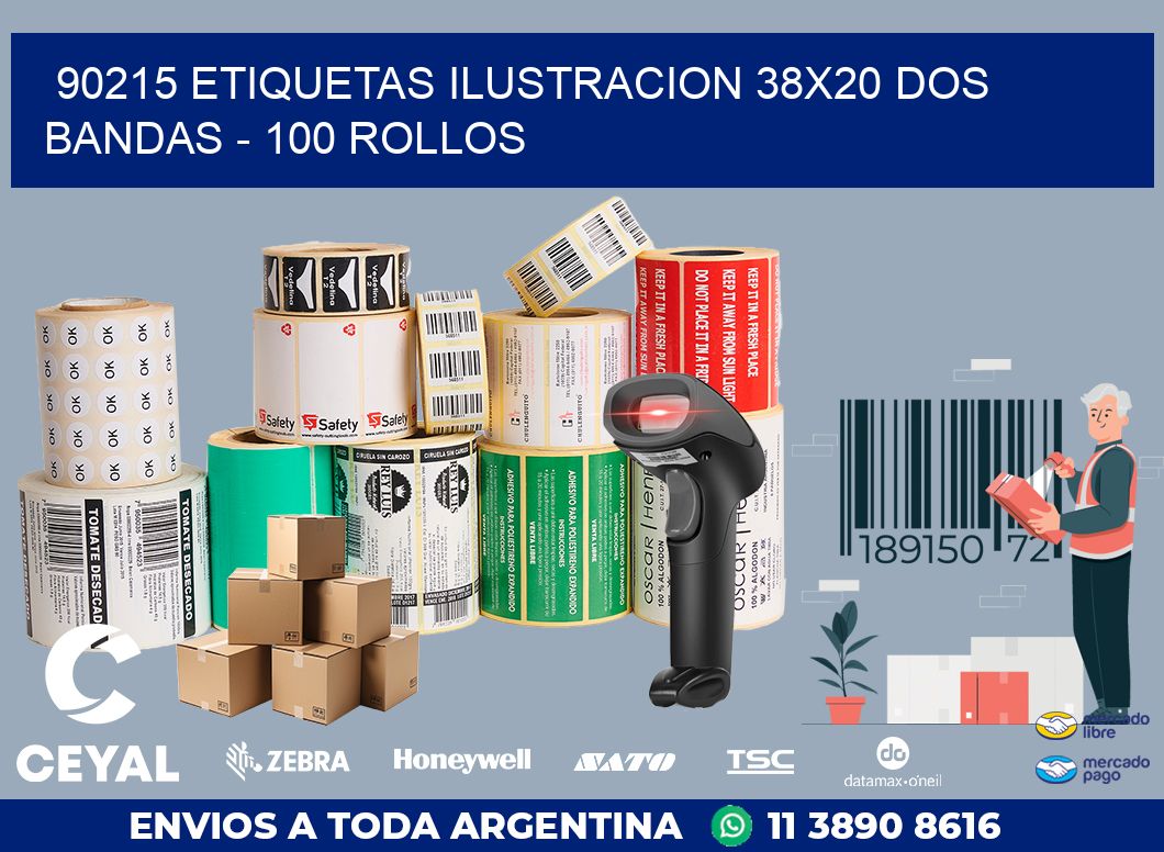 90215 ETIQUETAS ILUSTRACION 38X20 DOS BANDAS - 100 ROLLOS