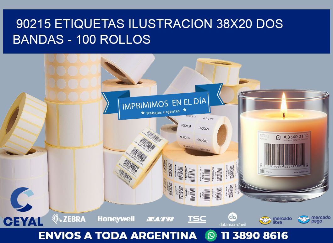 90215 ETIQUETAS ILUSTRACION 38X20 DOS BANDAS – 100 ROLLOS