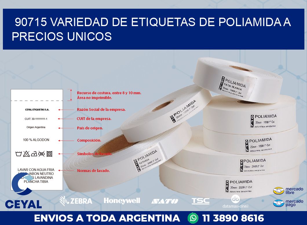 90715 VARIEDAD DE ETIQUETAS DE POLIAMIDA A PRECIOS UNICOS