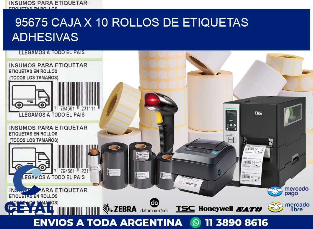 95675 CAJA X 10 ROLLOS DE ETIQUETAS ADHESIVAS