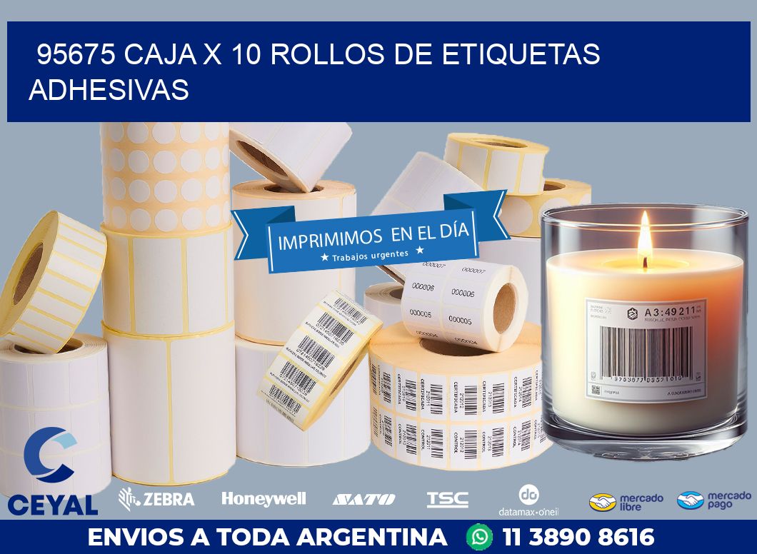 95675 CAJA X 10 ROLLOS DE ETIQUETAS ADHESIVAS