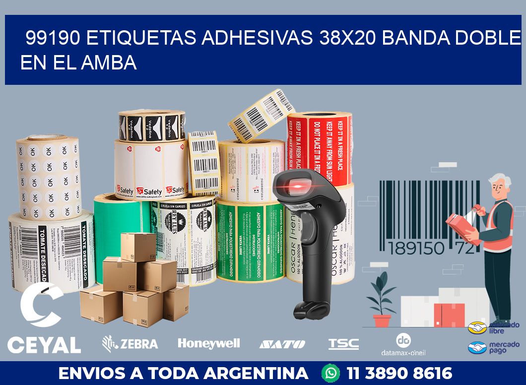 99190 ETIQUETAS ADHESIVAS 38X20 BANDA DOBLE EN EL AMBA