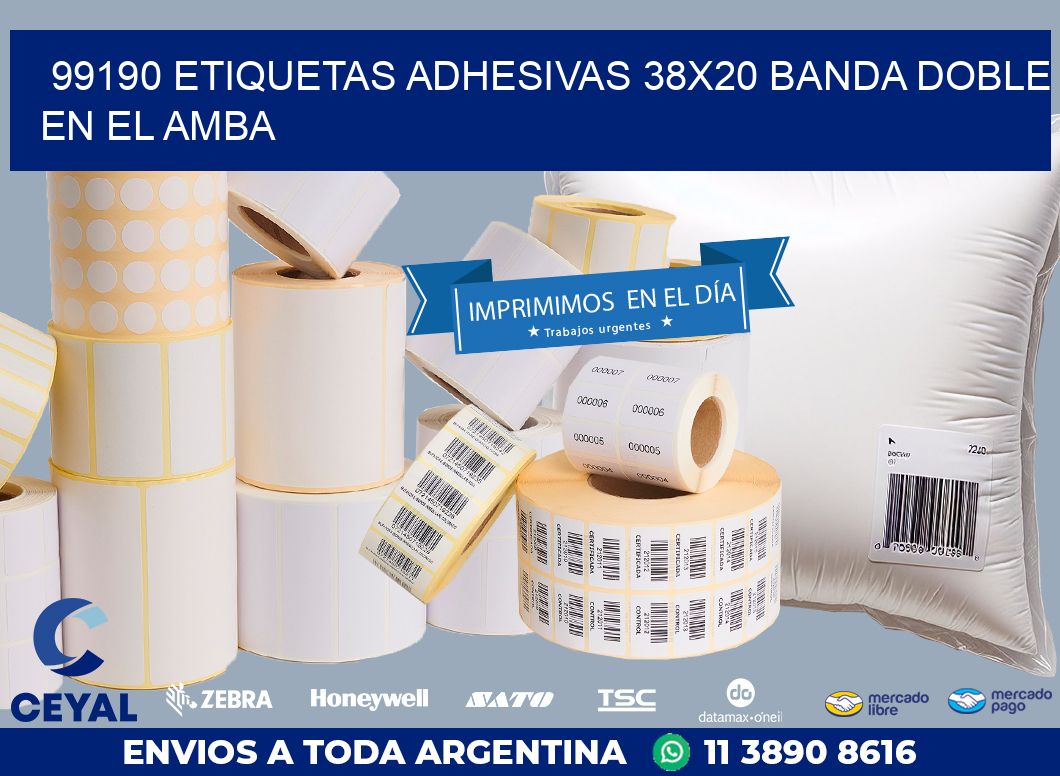 99190 ETIQUETAS ADHESIVAS 38X20 BANDA DOBLE EN EL AMBA