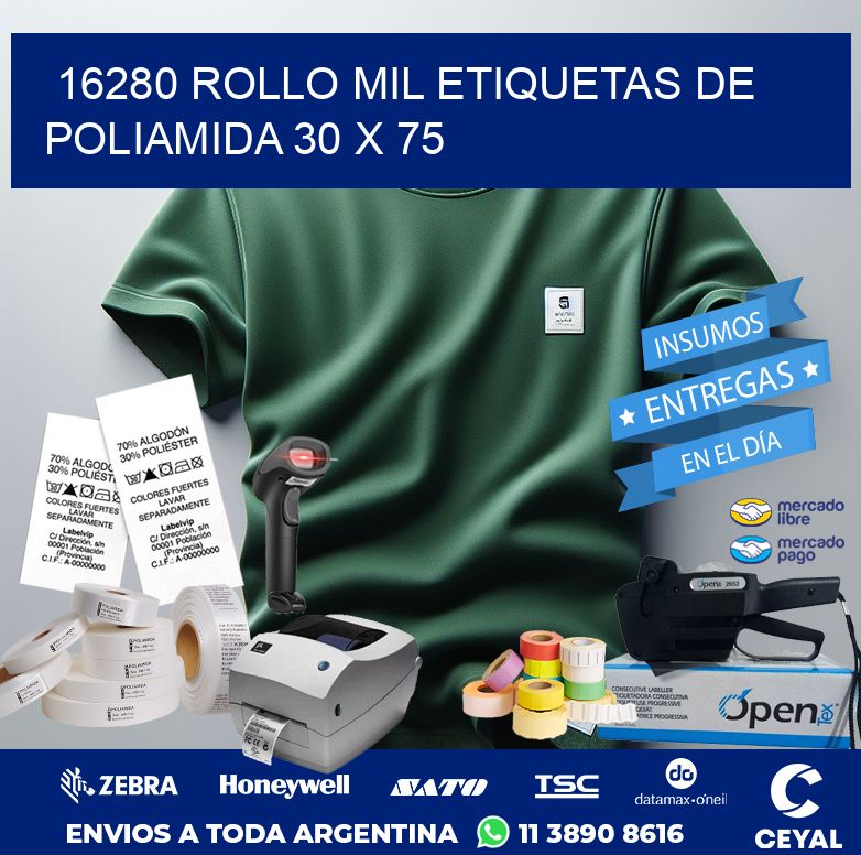 16280 ROLLO MIL ETIQUETAS DE POLIAMIDA 30 X 75