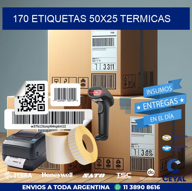 170 ETIQUETAS 50X25 TERMICAS