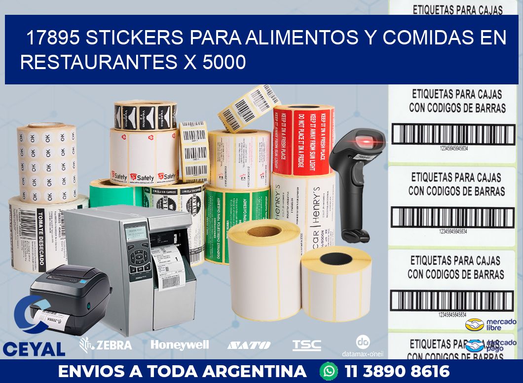 17895 STICKERS PARA ALIMENTOS Y COMIDAS EN RESTAURANTES X 5000