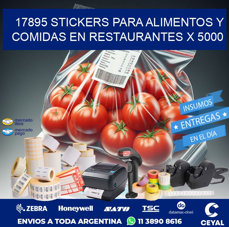 17895 STICKERS PARA ALIMENTOS Y COMIDAS EN RESTAURANTES X 5000
