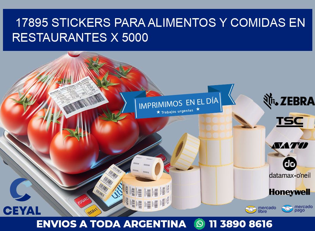 17895 STICKERS PARA ALIMENTOS Y COMIDAS EN RESTAURANTES X 5000