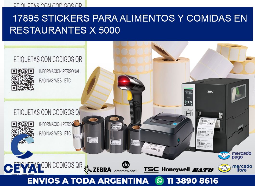 17895 STICKERS PARA ALIMENTOS Y COMIDAS EN RESTAURANTES X 5000