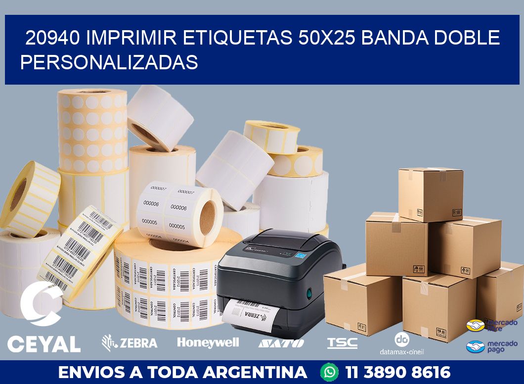 20940 IMPRIMIR ETIQUETAS 50X25 BANDA DOBLE PERSONALIZADAS