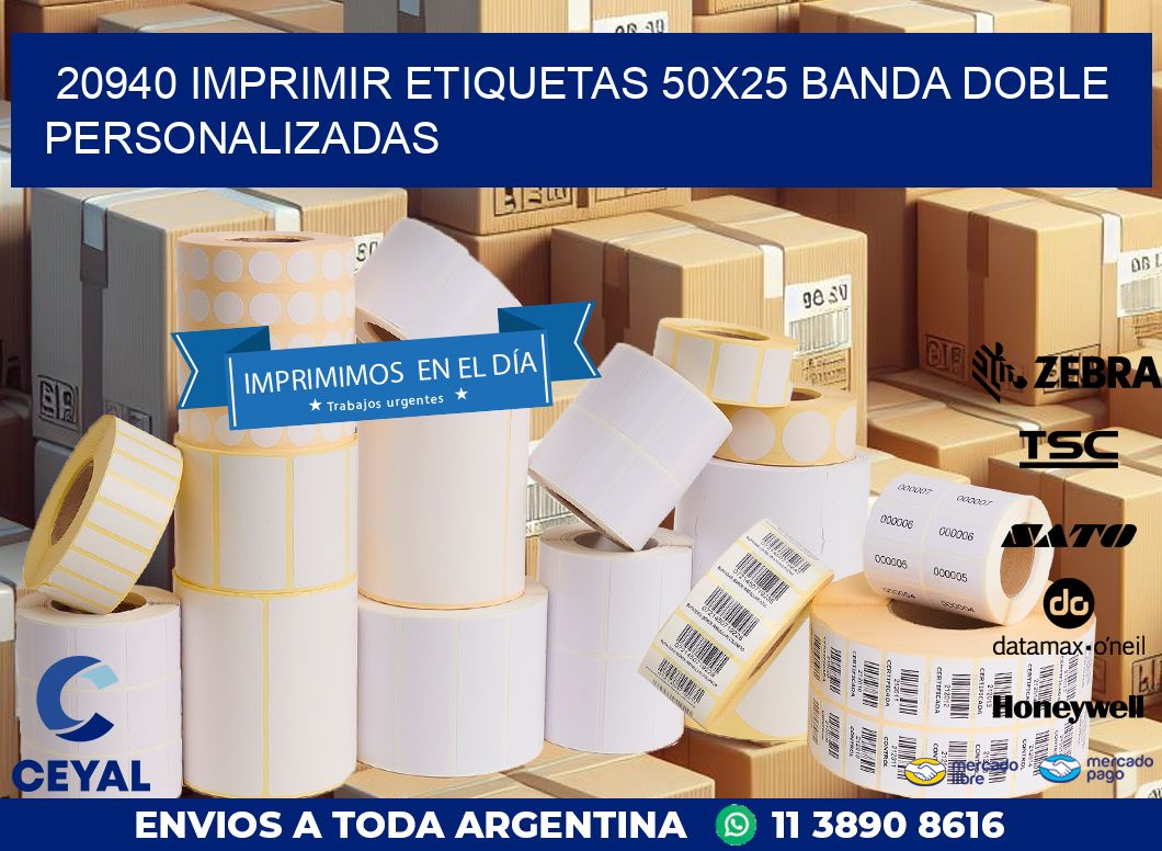 20940 IMPRIMIR ETIQUETAS 50X25 BANDA DOBLE PERSONALIZADAS