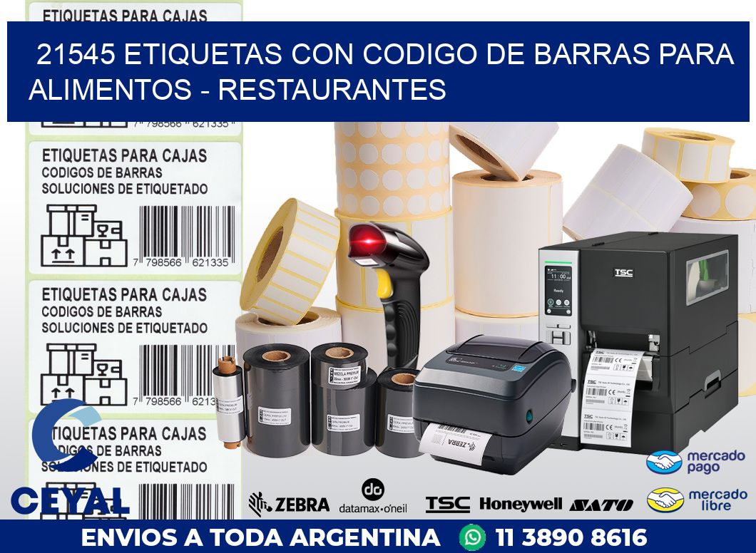 21545 ETIQUETAS CON CODIGO DE BARRAS PARA ALIMENTOS - RESTAURANTES