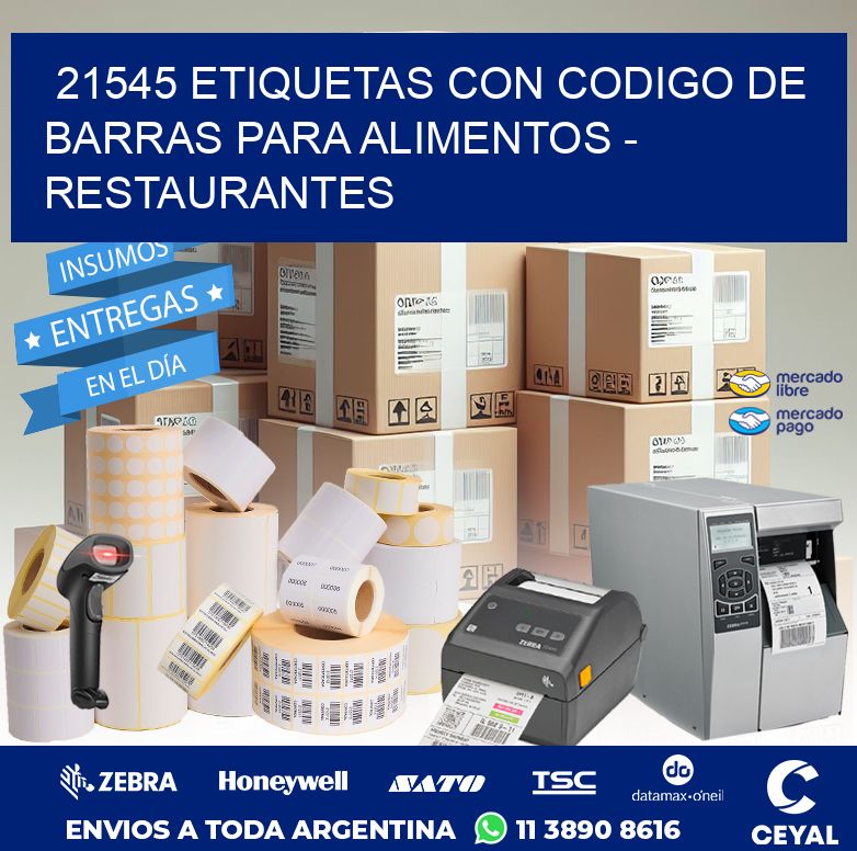 21545 ETIQUETAS CON CODIGO DE BARRAS PARA ALIMENTOS - RESTAURANTES