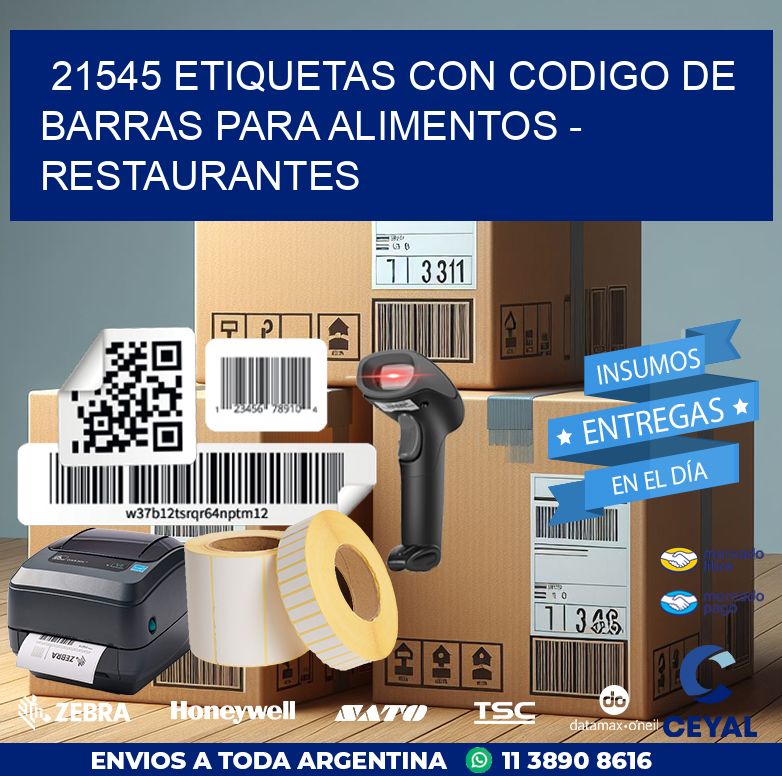 21545 ETIQUETAS CON CODIGO DE BARRAS PARA ALIMENTOS - RESTAURANTES