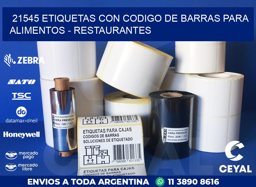 21545 ETIQUETAS CON CODIGO DE BARRAS PARA ALIMENTOS - RESTAURANTES