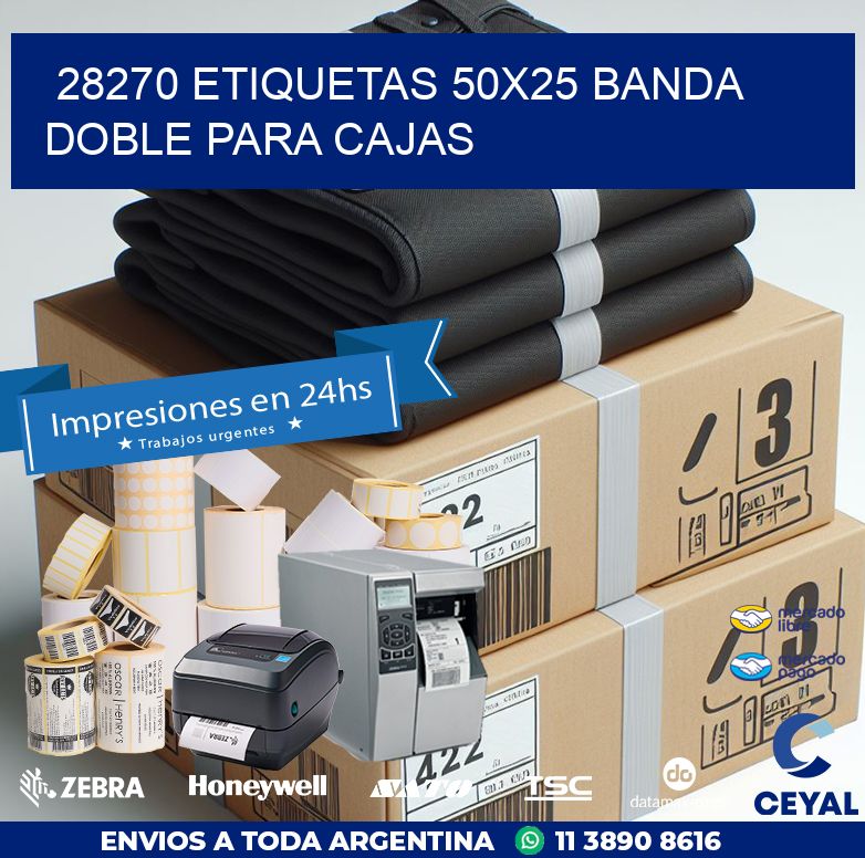 28270 ETIQUETAS 50X25 BANDA DOBLE PARA CAJAS