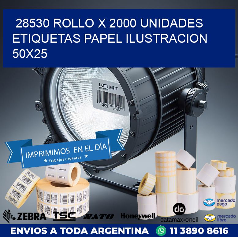 28530 ROLLO X 2000 UNIDADES ETIQUETAS PAPEL ILUSTRACION 50X25
