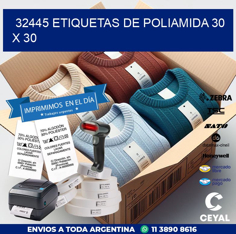 32445 ETIQUETAS DE POLIAMIDA 30 X 30