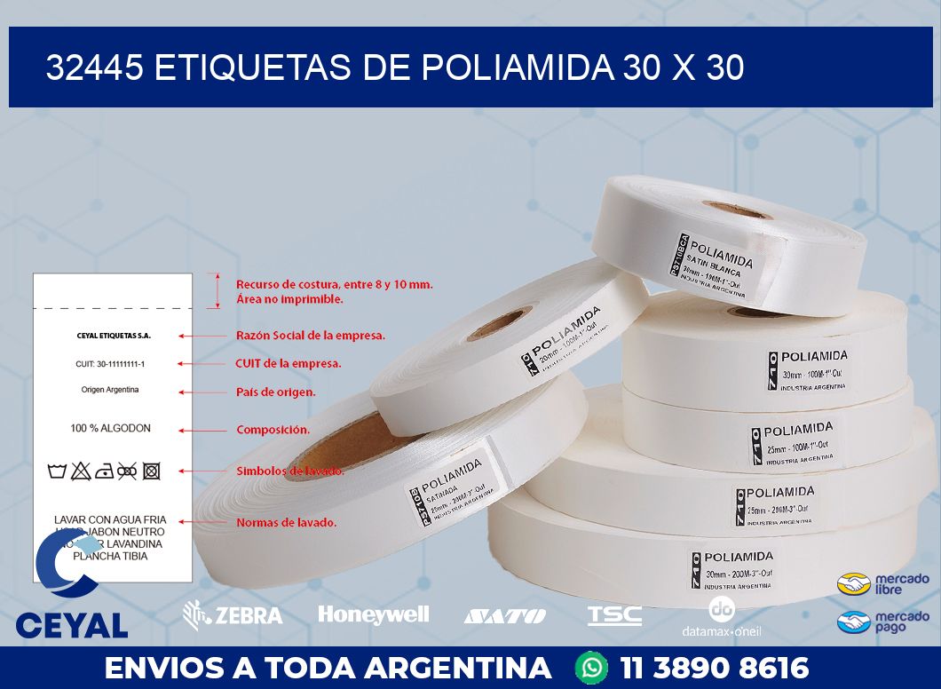32445 ETIQUETAS DE POLIAMIDA 30 X 30