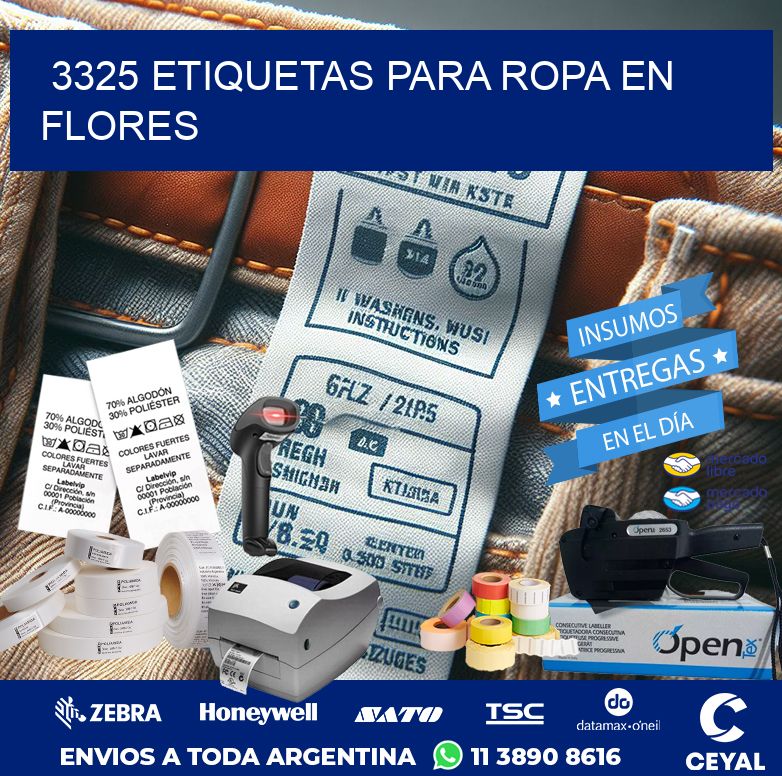 3325 ETIQUETAS PARA ROPA EN FLORES