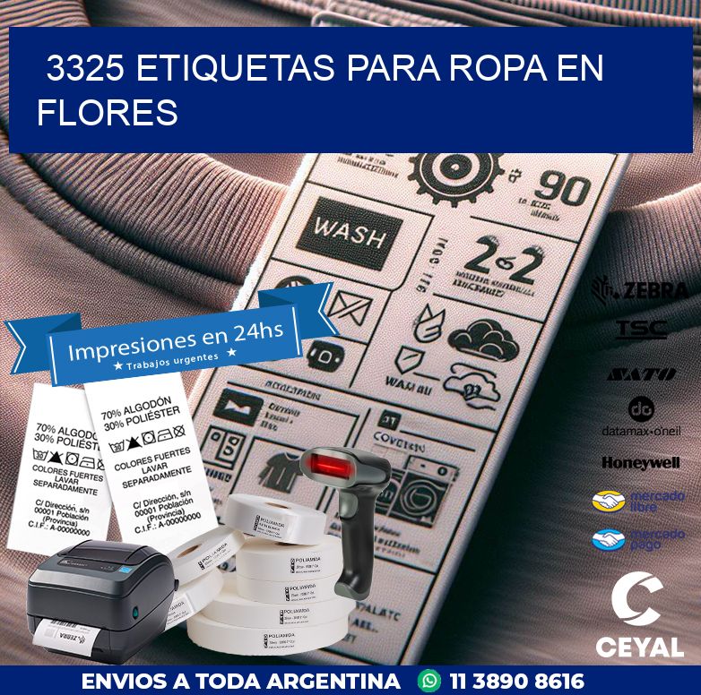 3325 ETIQUETAS PARA ROPA EN FLORES